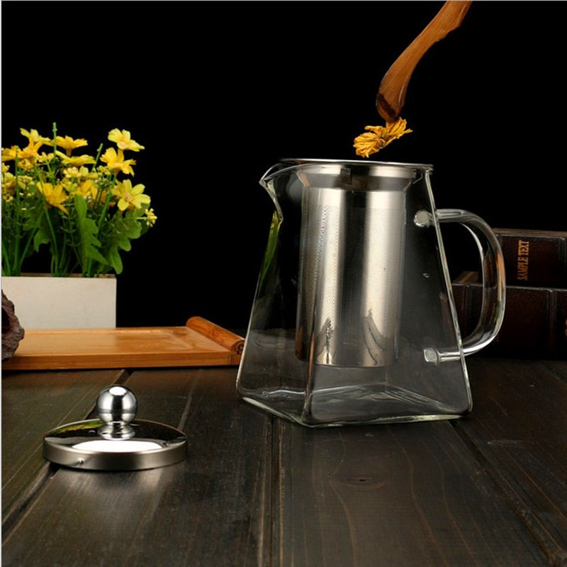 Heat Resistant Glass Teapot With Stainless Steel Infuser