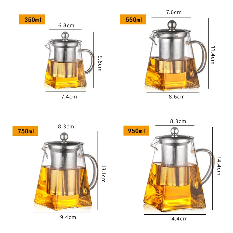 Heat Resistant Glass Teapot With Stainless Steel Infuser