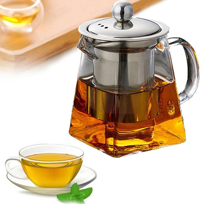 Heat Resistant Glass Teapot With Stainless Steel Infuser