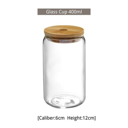 Glass Cup With Lid and Straw